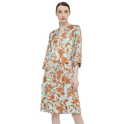 China High quality 100%viscose jacquard /self anti-static long belt 3/4 sleeve with print woven dresses for sale