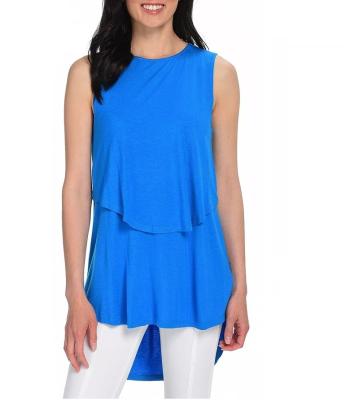 China Anti-pilling Knit Scoop Neck Sleeveless Women Overlap Tiered Top for sale