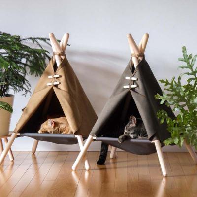 China Viable Dropshipping Customized Washable Portable Cute Pet Tent White Canvas Bed For Dog And Cat for sale