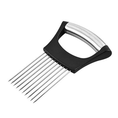 China Onion Holder Slicer Finger Viable Holder Slicer Vegetable Guard for Onion Lemon Meat Cutting Stainless Steel Kitchen Cutting Instruments for sale