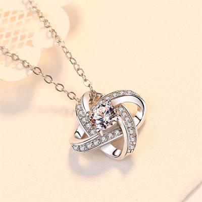 China TRENDY Dropshipping four leaf clover charm necklace 925 Sterling Silver Cubic Zirconia for women girls unique gift for sale