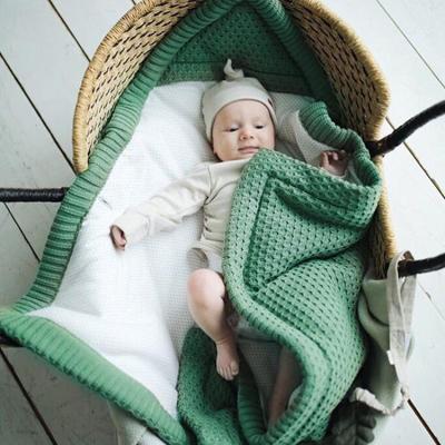 China Dropshipping Cute Breathable Newborn Baby Button Sleeping Bag Knitting Winter Three Layer Knitted Envelope Thicken Stroller Baby for sale