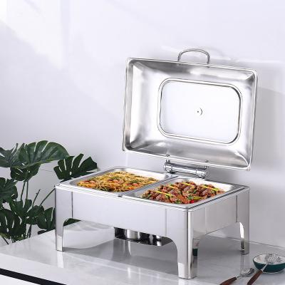 China High Quality Kitchen Chafing Dish Buffet Stainless Steel Equipment Kitchen Chafing Dish Easily Cleaned Rectangular Food Warmer for sale