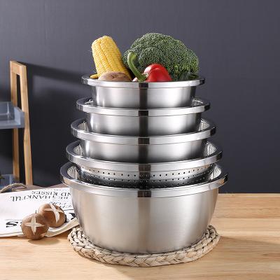 China Stainless Steel Colander Strainer Mixing Bowls Stainless Steel Bowl Set Sustainable Kitchen for sale