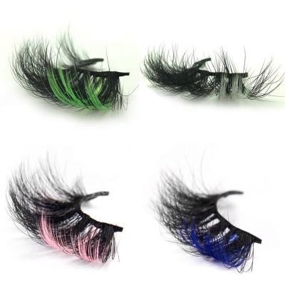 China Halloween Party Natural Custom Long Color Eye Lashes With Color 20MM 5MM Mink Lashes Pink Blue Purple Glitter Vegan Colored Lashes for sale