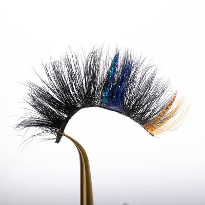 China Full 20 Mm Colored Lashes Thick Fluffy Colored Eye Lashes 18MM 3D 5D Handmade Fluffy Strip 25MM Mink Colored Lashes for sale