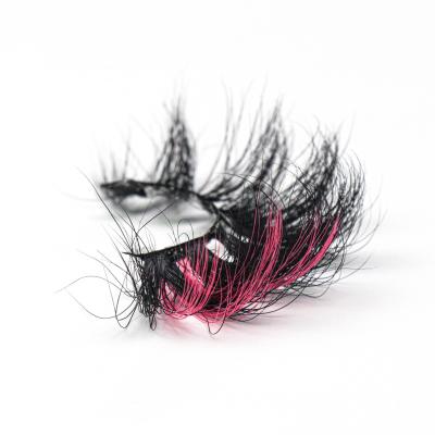 China Long New Trend Natural 25MM Fluffy Mink Eyelash Vendor Wholesale Multi Colored 3D 25MM Strip Full Color Mink Lashes With Color for sale