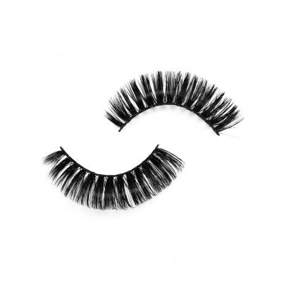 China Natural Long Double D Curl False Russian Mink Eyelashes Full Strip Natural Tapered Synthetic Hybrid Volume Eyelashes for sale