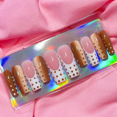 China Easy Wear Wholesale Long Coffin Press On Nails Artificial False Nails Custom Luxury Colorful Matte Press On Nails for sale