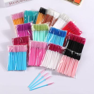 China Eyelash Makeup 50 Pcs Nylon Disposable Mascara Brushes Magic Wands Eyelash Brush Applicator Makeup Tools Lash Brushes for sale