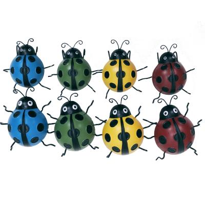 China Industrial Wholesale Outdoor Steel Garden Metal Arts Ladybug Garden Stake Factory Price Iron Garden Stake for sale