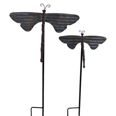 China Home Decors Garden Decoration Dragonfly Sign Metal Garden Stakes Plant for sale