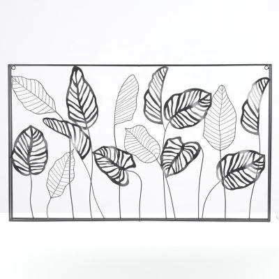 China Black 3d Metal Flower Branch Leaf Hand Made Wall Art Hangings Home Decor for sale