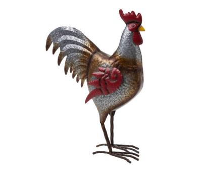 China Large Capacity Set of 2 Rustic Galvanized Rooster Chicken Planters for sale