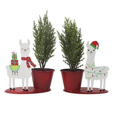 China Home Decors Wholesale Customized High Quality Christmas Decorations Metal Tabletop Flower Pot Artificial Mini Christmas Tree for sale