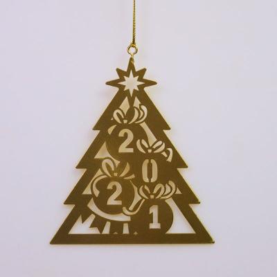 China Custom Metal Handcrafted Decorations Small Metal Christmas Tree Gift Maker Hollow Hanging Decoration Small for sale