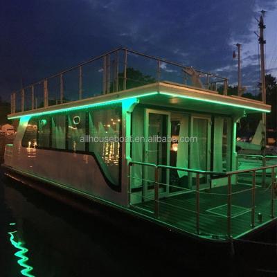 China Stainless Fabricated Modern Houseboat Mobile Home On Water Modular Home Floating Small Homes Tiny Barge Hotel Pontoon Boathouse Floating Luxury Yacht for sale