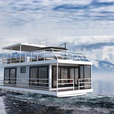 China Allhouse Modern Aluminum Pontoon Houseboat Luxury Floating Houseboat Boathouse For Sale for sale