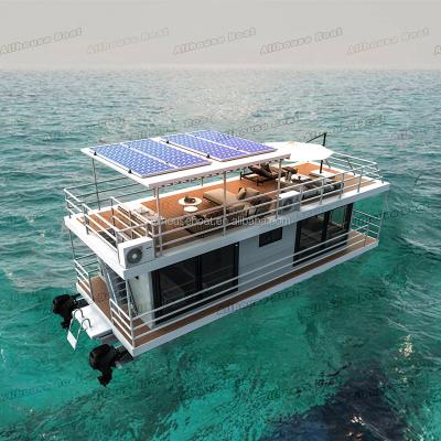 China Allhouse New Product Modern Design Movable Yacht Room Aluminum Floating Modular Tiny Houseboat For Sale for sale