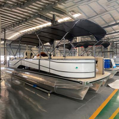 China Luxury Family Entertainment Pontoon Boats 7.6m 25ft All Welded Aluminum Part Time Leisure Pontoon Boats for sale