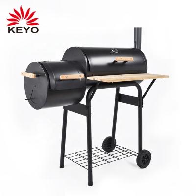 China Easily Assembled Light Duty Charcoal Smoker Cart Train Offset Outdoor Backyard Charcoal Smoker Barrel Grill With Chimney for sale