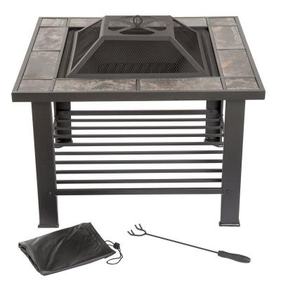 China Steel. Square Fire Pit Table Outdoor Garden Portable Steel Wood Burning Chimneys Iron Brazier Fire Pits for sale