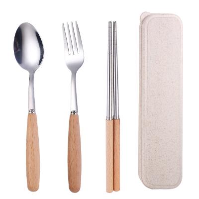 China Western Wholesale Eco Friendly 3pcs Cutlery Set With Wooden Box 18/10 Stainless Steel Handle Cutlery for sale