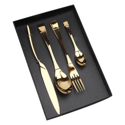 China Sustainable Luxury Mirror Polish Gold Cutlery For Wedding 18/10 Stainless Steel Cutlery Set Black Gold for sale