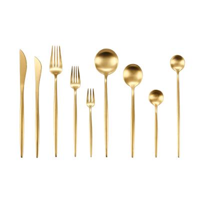 China Wholesale Sustainable 304 Luxury Gold Stainless Steel Hotel 18/8 Hotel Restaurants Wedding Flatware Matte Cutlery for sale