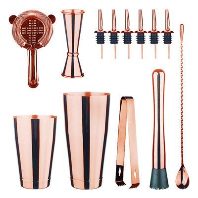 China Sustainable Quality Factory Size Barware 13 Piece Rose Gold Black Stainless Steel Bar Accessories Cocktail Shaker Set for sale