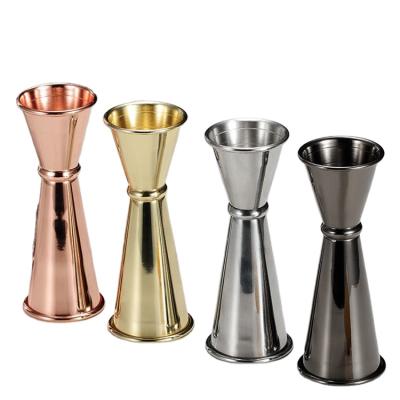 China Sustainable Bartender Stainless Steel Cocktail Cup With 30/60 oz Scale Double End Measuring Jigger for sale