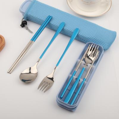 China Sustainable Wholesale Reusable Travel Portable Flatware Set Eco - Friendly Stainless Steel Cutlery Set for sale