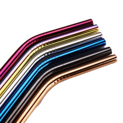 China Factory viable colorful hotsale straws metal stainless steel reusable drinking straw with bag logo for sale