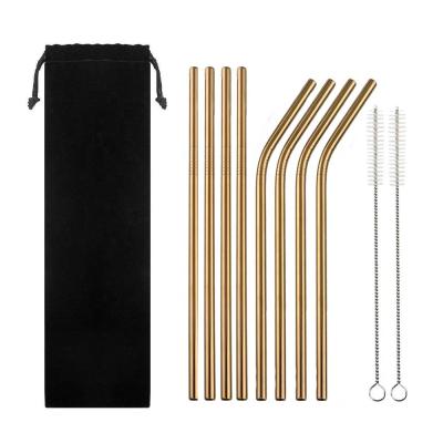 China Food Grade Sustainable Wholesale Reusable Metal Drinking Straw Set 18/10 Stainless Steel Straw for sale