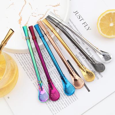 China Sustainable Wholesale Food Grade Metal Spoon 304 Stainless Steel Factory Drinking Straws for sale