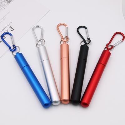 China Sustainable Collapsible Setfoldable Reusable Travel Stainless Steel Telescopic Drinking Straws Travel Straws With Case for sale