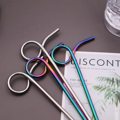 China Sustainable New Design Reusable Colorful Artistic Crazy 9 Shape Stainless Steel Metal Straws for sale