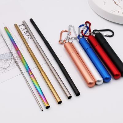 China Amazon Sustainable Success Portable Stainless Steel Drinking Reusable Folding Straws Telescopic Straw for sale