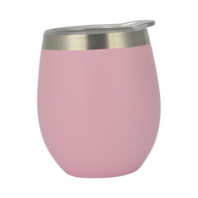 China PORTABLE Pink 12oz Double Wall Stainless Steel Vacuum Tumbler Wine Mugs for sale