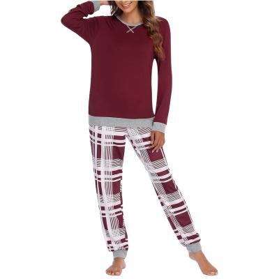 China Good Selling Solid QUICK DRY Plain Knitted Dyed Round Neck Womens Pajama Sets For Women Long Sleeve for sale