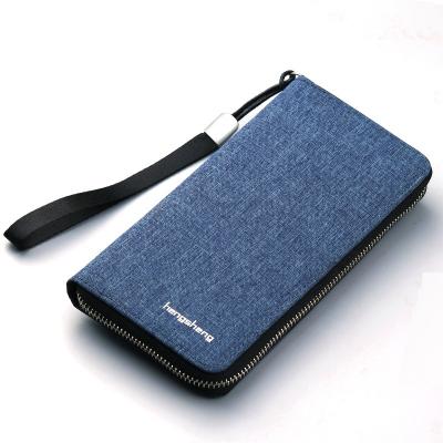 China Men's Long Purse Waterproof Casual Canvas Solid Long Zipper Men's Wallets Multifunctional Cards Pocket Coin Pocket Male Wallet for sale