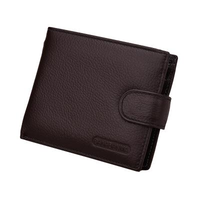 China Waterproof Genuine Leather Short Wallet Men Whip Men's Purse Latch Money Clip Small Clutches Leather Soft Card Holder Coin Bag for sale