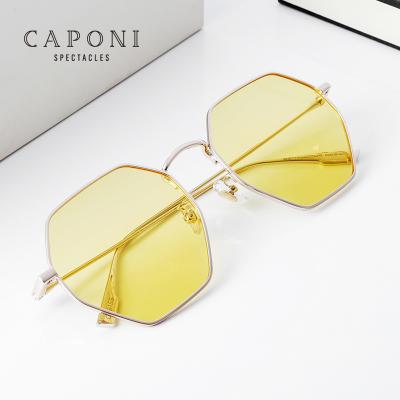 China TAC Lens Women Shades Retro Colorful Polarized UV400 Sunglasses Metal Frame Polygons Fashion Personality Sunglasses CAPONI Sunglasses New for sale