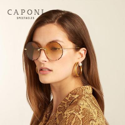 China Women sunglasses CAPONI Rosie Flower Shaped Rimless Sunglasses fashion shading luxury designer Trendy Sun Glasses vintage fashion 2020 round the new for sale