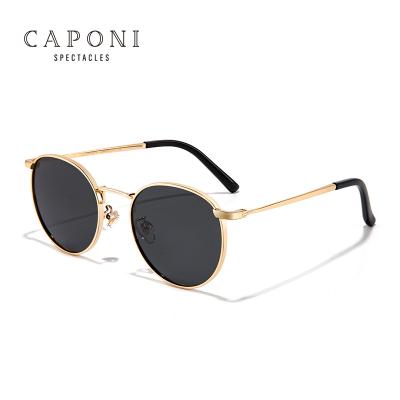 China Fashion Sunglasses CAPONI Vintage Brand Design Metal Round Frame Women Shade Lenses Colorful Sun UV400 Polarized Trendy Glass Unisex Sunglasses for sale