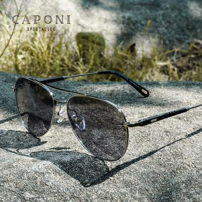 China CAPONI New Arrival 2020 Men UV400 Photochromic Sunglasses Polarized Sunglasses Discoloration Lenses Glasses Color Change Driving Sun Lenses for sale