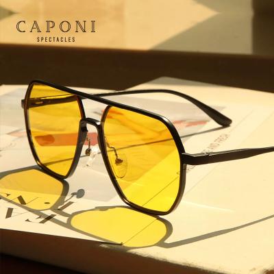 China TAC CAPONI retro vintage aviation night vision glasses for driving with yellow lenses polarized UV400 sunglasses wholesale for sale