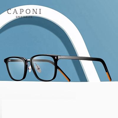 China CAPONI Logo Classic Square Acetate Frame Italy Custom High Quality Light Blue Light Proof Eyewear Optical Glasses For Reading for sale