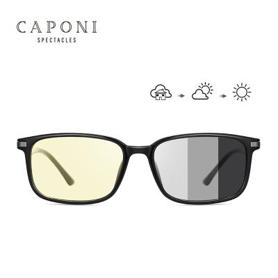 China Computer CAPONI Rectangle TR90 Acetate Resin Frame UV400 Light Gray UV400 Light Blocking Light Blue Light Blue Light Blocking Men's Glasses for sale