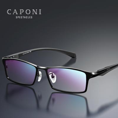 China CAPONI Optical Glass Square Classic Titanium Lenses Frame For Men Anti Blue Ray Eyewear High Quality Business Leisure Style Lenses JF9064 for sale